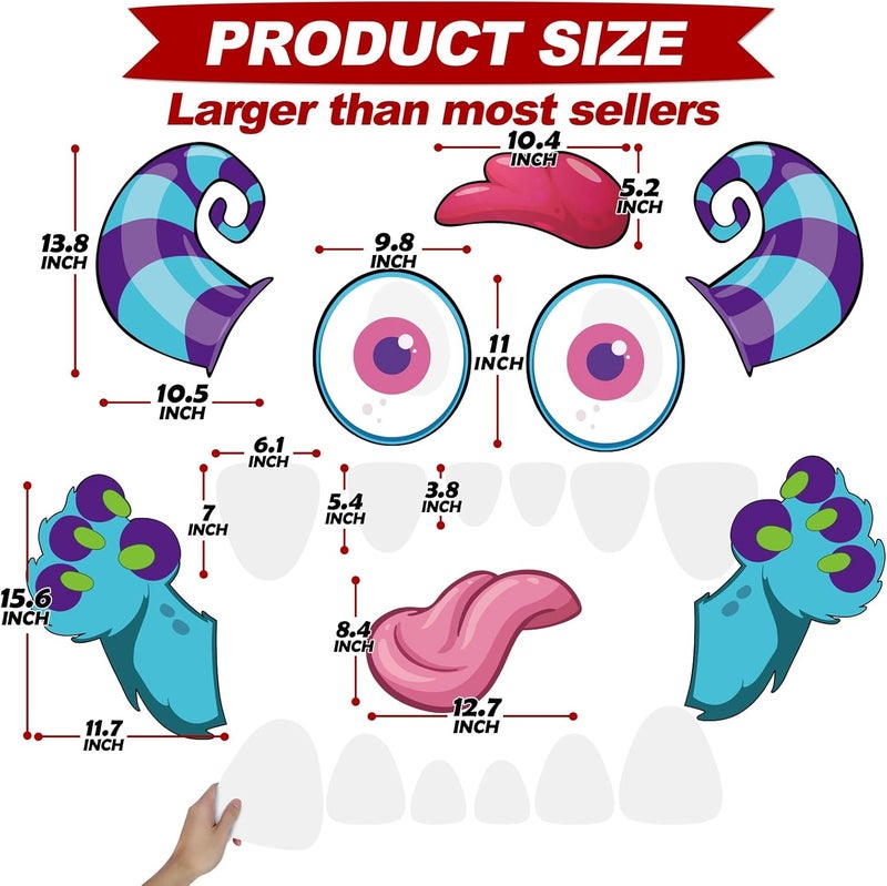 PARTYLOUD PARTYLOU Trunk or Treat Car Decorations Kit for SUV, Halloween Cute Monster Face Trunk or Treat Car Decorations Kit, Outdoor Halloween Garage Door Decorations - Image 3